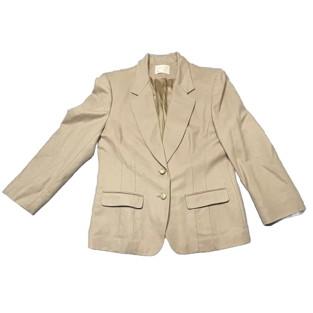 Vintage Pendleton Womens Blazer Size 14 Beige‎ 100% Virgin Wool Made In USA